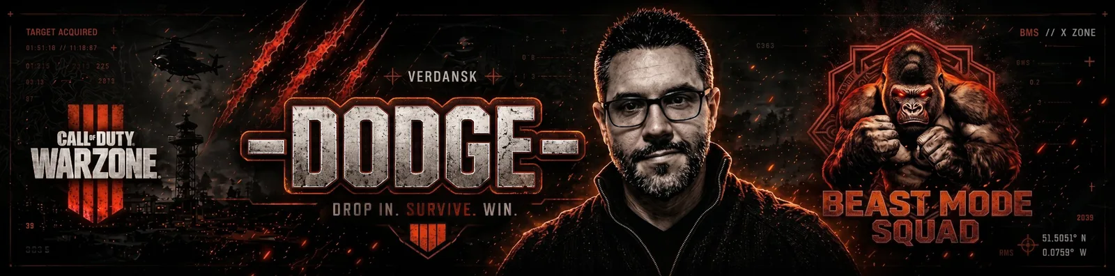 Custom channel banner design for DODGE with Beast Mode Squad gorilla logo